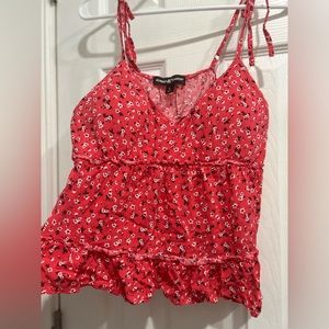 Red floral flowy cami, preowned
